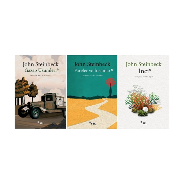 John Steinbeck 3 Kitap Set (Gazap Üzümleri, Inci, Fareler ve Insanlar)