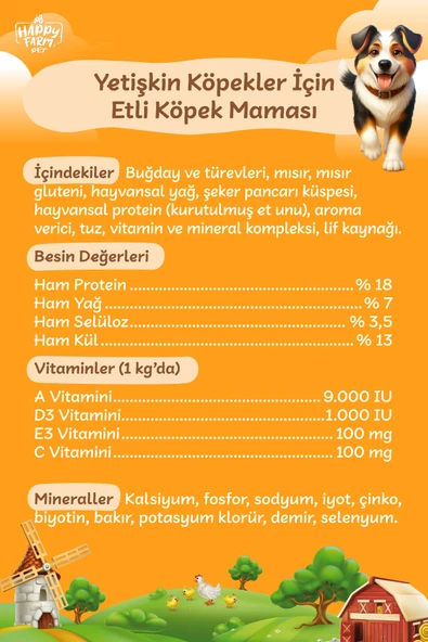 Happy Farm Etli Köpek Maması 15Kg - 5