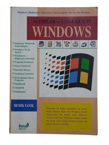 ACEMİLER VE USTALAR İÇİN WINDOWS (İKİNCİ EL KİTAP) ürün görseli 1