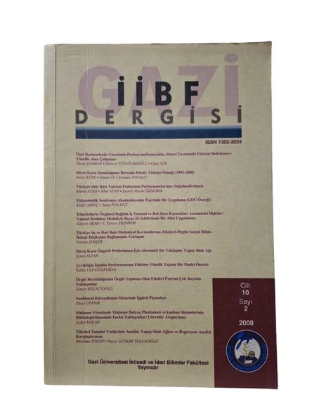 GAZİ ÜNİVERSİTESİ İİBF DERGİSİ CİLT 10  SAYI 2   YIL 2008 (İKİNCİ EL KİTAP)