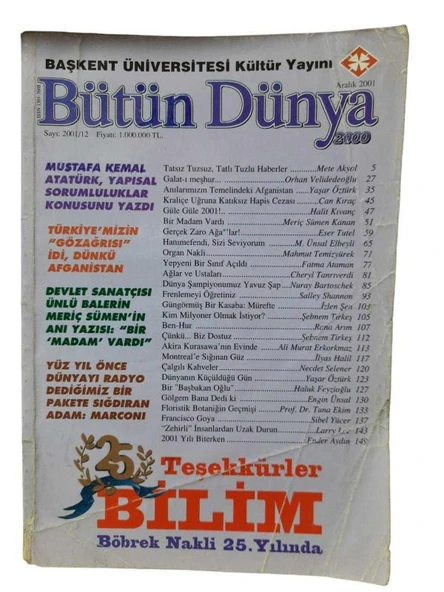 BÜTÜN DÜNYA - ARALIK 2001/12 (İKİNCİ EL KİTAP)
