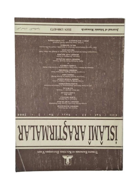 İSLAMİ ARAŞTIRMALAR CİLT.14 SAYI.2-2001 (İKİNCİ EL KİTAP)