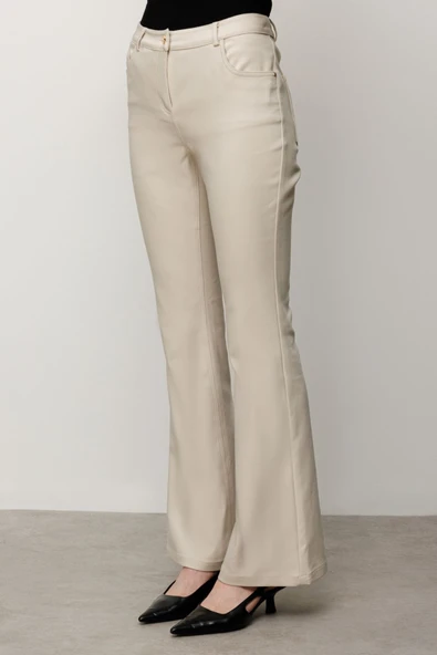 Ekol Kadın Yüksek Bel Minimalist Çan Pantolon - Günlük Şık - Resim 3