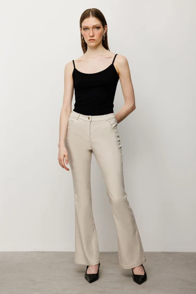 Ekol Kadın Yüksek Bel Minimalist Çan Pantolon - Günlük Şık ürün görseli 1