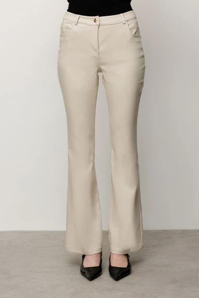 Ekol Kadın Yüksek Bel Minimalist Çan Pantolon - Günlük Şık - Resim 2