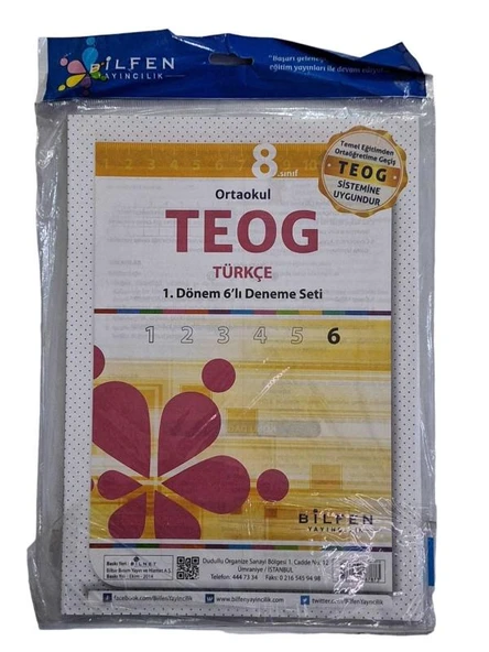 8. SINIF TEOG TÜRKÇE 1. DÖNEM 6' LI DENEME - BİLFEN YAYINCILIK / OPTİK FORMLAR VE CEVAP ANAHTARI İÇERİSİNDE MEVCUTTUR (İKİNCİ EL KİTAP)