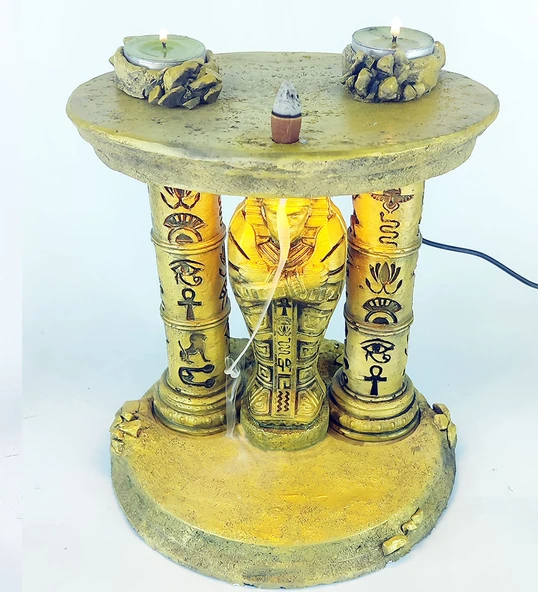 Antik Mısır Sarcophagus Lahit Işıklı GeriAkış Tütsülük (Amber Işıklı) - 4
