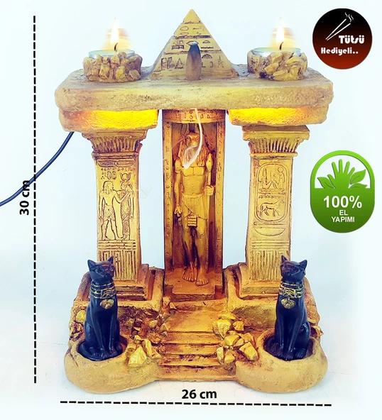 Antik Mısır Serisi Anubis Tapinak GeriAkış Işıklı Tütsülük - 5