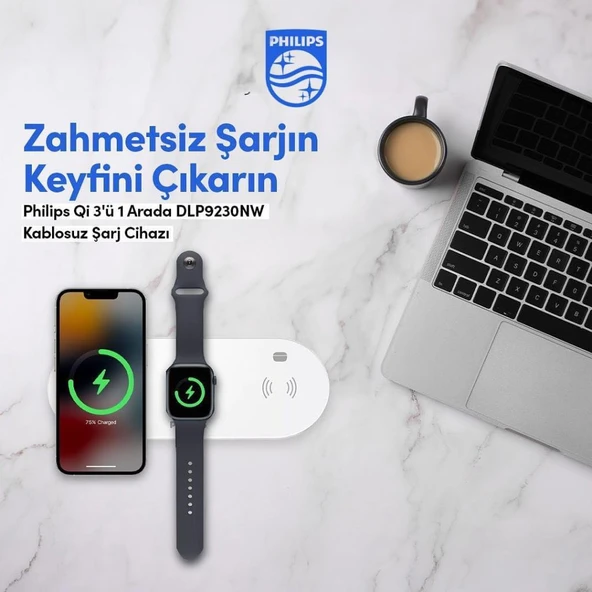 Philips P'ü 1 Arada Kablosuz Şarj Cihazı 15w Masaüstü Teşhir - 3