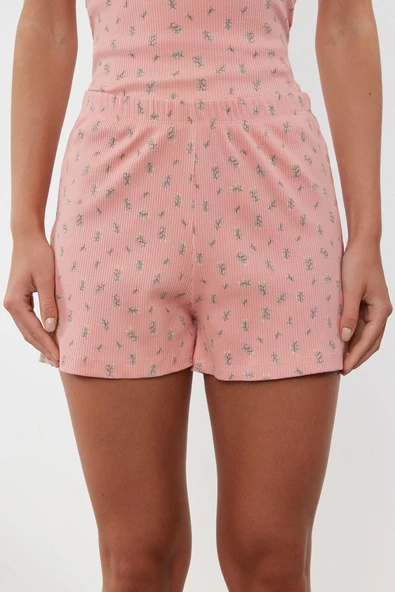 Tarz Rahat Kolsuz Kol Boru Paça Pamuklu Kalpli Dantel Detaylı İp Fitilli Örme Pijama Takımı - 3