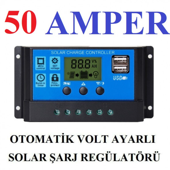 SOLAR ŞARJ KONTROL CİHAZI 50A GÜNEŞ ENERJİ SİSTEMİ REGÜLATÖRÜ