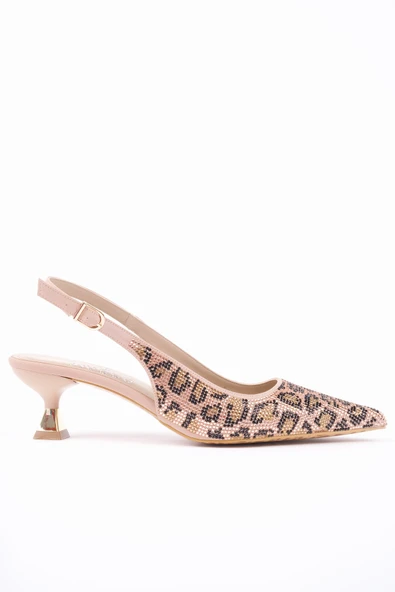 Muggo RASHİDA Kadın Sivri Burun Leopar Detaylı Arkası Açık Günlük Klasik Topuklu Abiye Ayakkabı - 10