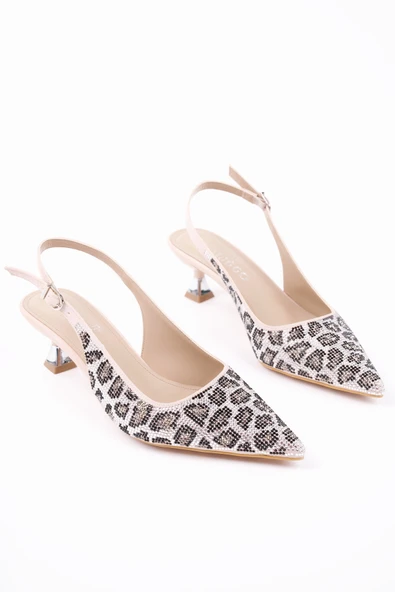 Muggo RASHİDA Kadın Sivri Burun Leopar Detaylı Arkası Açık Günlük Klasik Topuklu Abiye Ayakkabı - 9