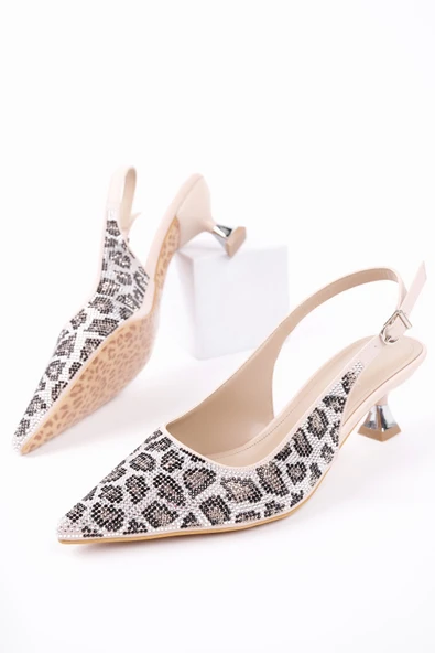 Muggo RASHİDA Kadın Sivri Burun Leopar Detaylı Arkası Açık Günlük Klasik Topuklu Abiye Ayakkabı - 6