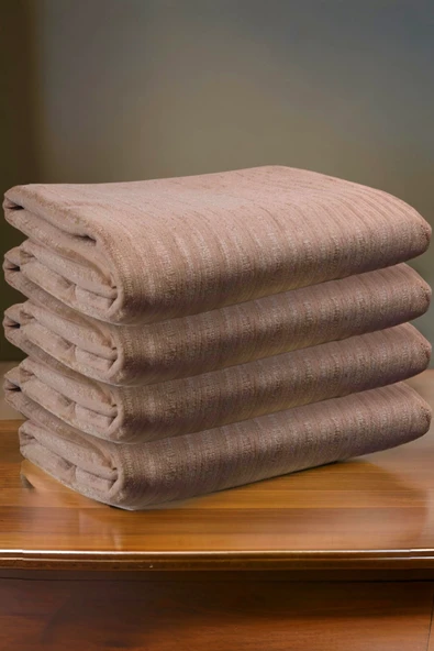 Çizgili Süngerli Kadife Kumaş Kaymaz Çekyat Koltuk Örtüsü 170x210 Vizon - 3