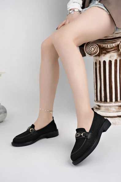 Muggo SAKURA Metal Tokalı Triko Kadın Loafer Günlük Makosen Ayakkabı - 9