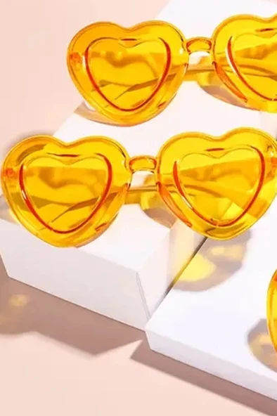 Beysüs Parti Gözlüğü Kalp Şekilli Turuncu - Resim 2