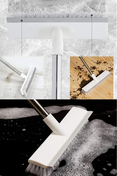 Sert Kıllı Çekçekli Fayans Halı Fırçası Uzun Saplı Temizlik Fırçası - Resim 3