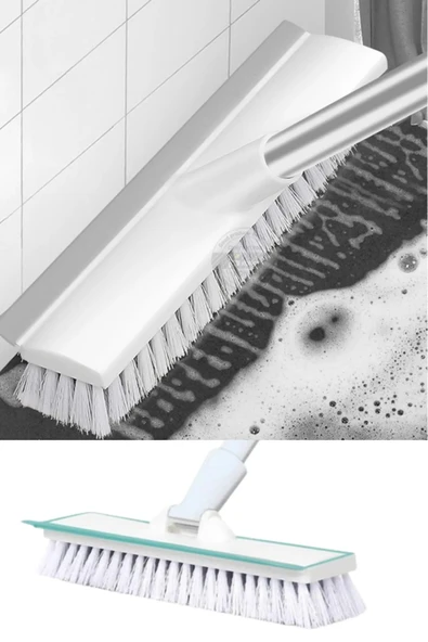 Sert Kıllı Çekçekli Fayans Halı Fırçası Uzun Saplı Temizlik Fırçası - Resim 2