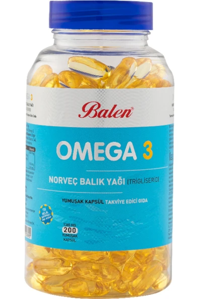 BALEN Omega 3 Norveç Balık Yağı (TRİGİLİSERİD) Yumuşak Kapsül 1380 Mg*200
