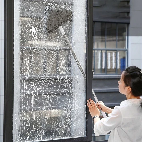 Üçgen Mop Çekçekli Cam Köşe Parke Fayans Silme Aparatı - 5