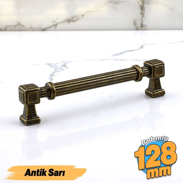 Talas 128 mm Çizgili Metal Antik Sarı Kulp Mobilya Çekmece Mutfak Dolabı Dolap Kulpları Kulb 12.8 cm
