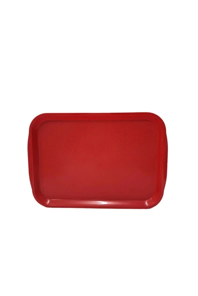 10 Adet Büyük Kırmızı Plastik Servis Tepsisi  Kırılmaz Lokanta Büfe Fast Food Kullanım ( 53 x37 Cm) - 4