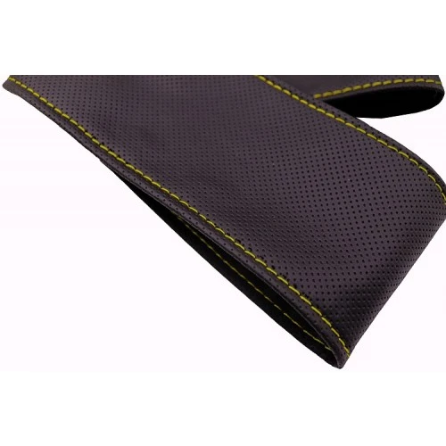 Alfa Romeo 145  (1994-2001) Uyumlu Direksiyon Kılıfı Dikmeli Siyah Vinil Sarı Nakışlı - Resim 3