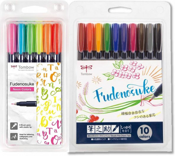 Tombow Fudenosuke Sert Uç Brush Pen 16'lı Tam Renk Kalem Seti