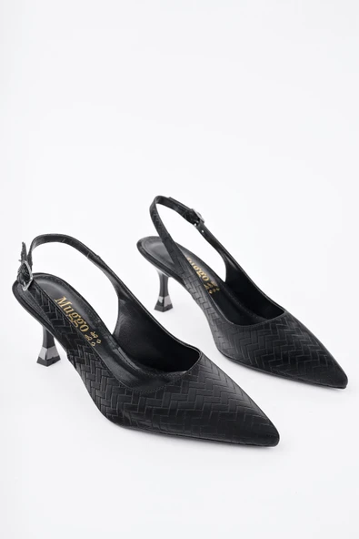 Muggo SUNG Sivri Burun Arkası Açık Günlük Klasik Kadın Topuklu Ayakkabı - 10