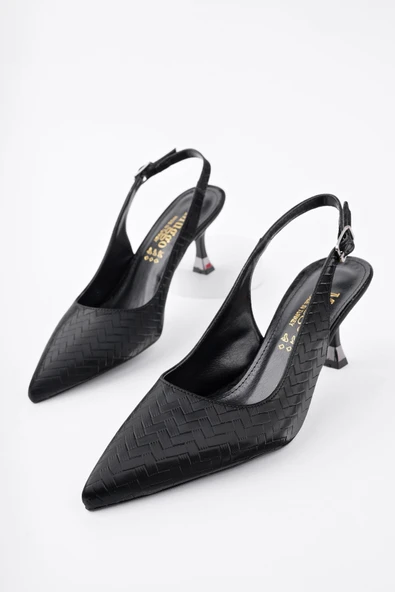 Muggo SUNG Sivri Burun Arkası Açık Günlük Klasik Kadın Topuklu Ayakkabı - 8