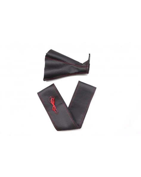 Seat Cordoba 2002-2009 Uyumlu Vinil Direksiyon Kılıfı Ve Vites Körüğü Siyah Vinil Kırmızı