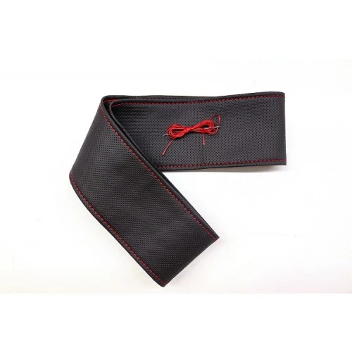 Tüm Araç Ve Modellere Uyumlu Direksiyon Kılıfı Dikmeli Siyah Vinil Kırmızı Nakışlı ürün görseli