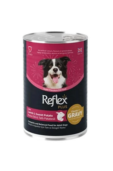 Reflex Plus Kuzu ve Tatlı Patates Et Parçacıklı Soslu Köpek Konservesi 400 Gr