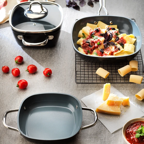 Schafer Gastronomie Master Seramik Derin Tencere 24 Cm-Siyah/Gri - 3