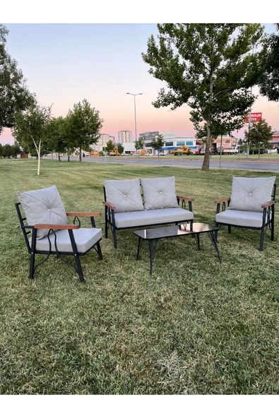 Zigonzi Bahçe Ve Balkon Takımı, Çay Seti, 2+1+1 Krem - 2