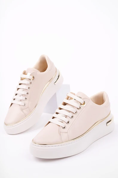 Muggo SVETLANA İnce Şerit Detaylı Bağcıklı Günlük Kadın Sneaker Spor Ayakkabı