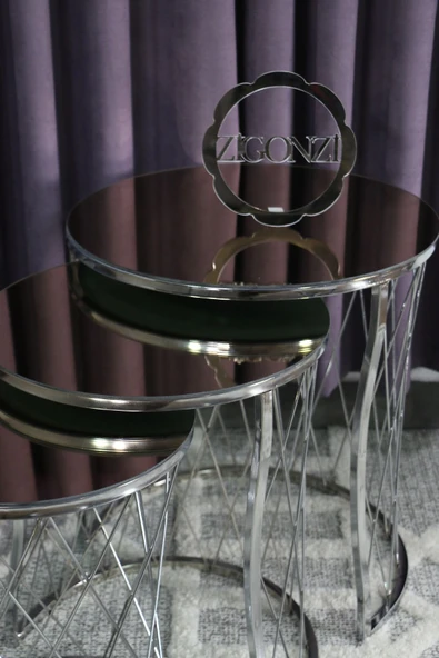 Zigonzi HASIR ZİGON SEHPA KROM AYAK BRONZ AYNA - 4