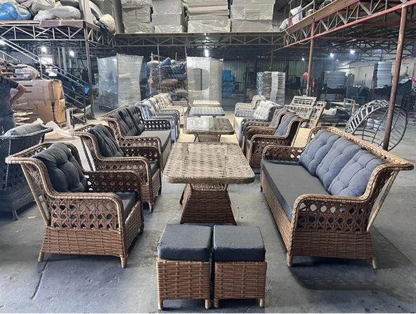 Zigonzi Zigonzi 3+1+1 Rattan Bahçe Mobilyası Masalı 2 Puf Hediye Garantili - 2