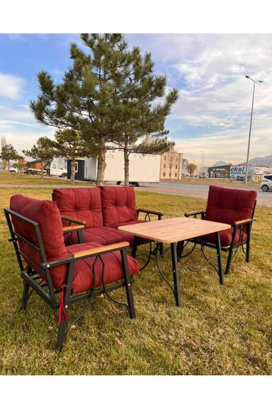 Zigonzi 2+1+1 Bordo, Masalı, Balkon, Bahçe Takımı - 2