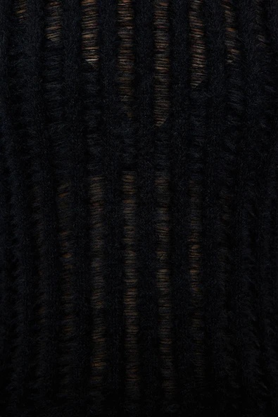 Stil Modern Kadın Regular Standart Kol Bisiklet Yaka İnce Transparan Görünümlü Triko Kazak - Resim 5