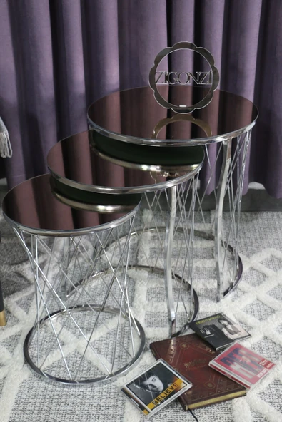 Zigonzi HASIR ZİGON SEHPA KROM AYAK BRONZ AYNA - 3