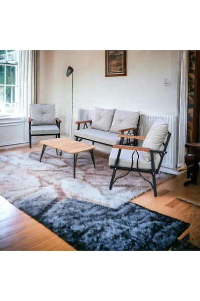 Zigonzi 2+1+1 Çay Seti, Bahçe Ve Balkon Takımı, Krem - 2