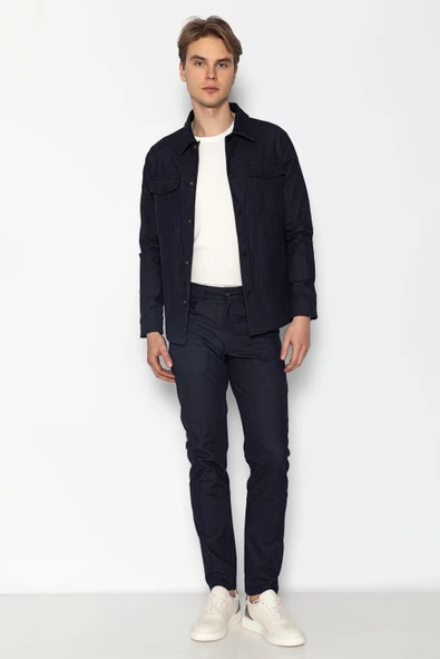 CEKMON Erkek Regular Fit Denim Dokuma Sade Ve Rahat Kot Gömlek Ceket - 6