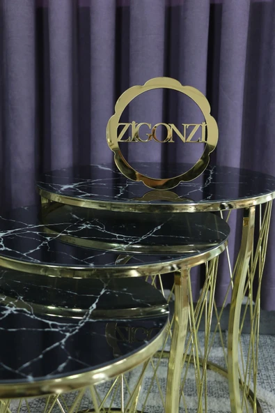 Zigonzi Gold Metal Siyah Mermer Desen, Hasır C Zigon - 3