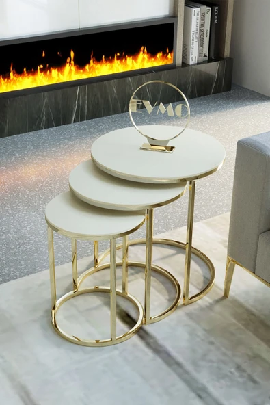 Zigonzi Zigon Sehpa Gold Parlak Krem - 2