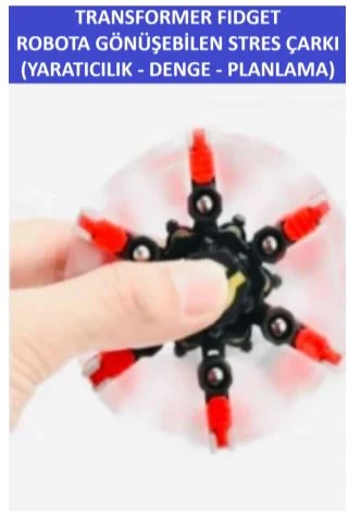 TRANSFORMERS DÖNÜŞTÜRÜLEBİLİR ROBOTİK STRES ÇARKI - ROBOTIC FIDGET SPINNER -RENK:KIRMIZI - 4