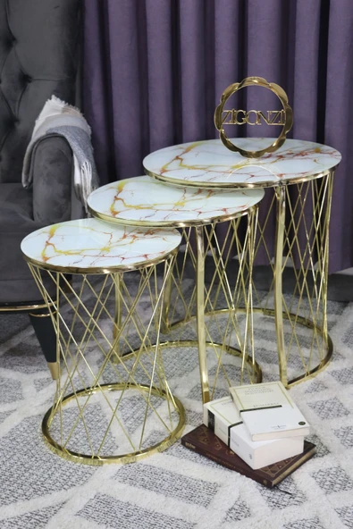 Zigonzi Sarı Mermer Desen Gold Metal, Hasır C