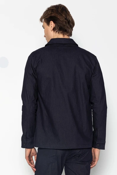 CEKMON Erkek Regular Fit Denim Dokuma Sade Ve Rahat Kot Gömlek Ceket - 10