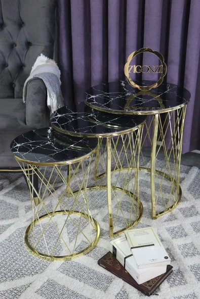 Zigonzi Gold Metal Siyah Mermer Desen, Hasır C Zigon - 4